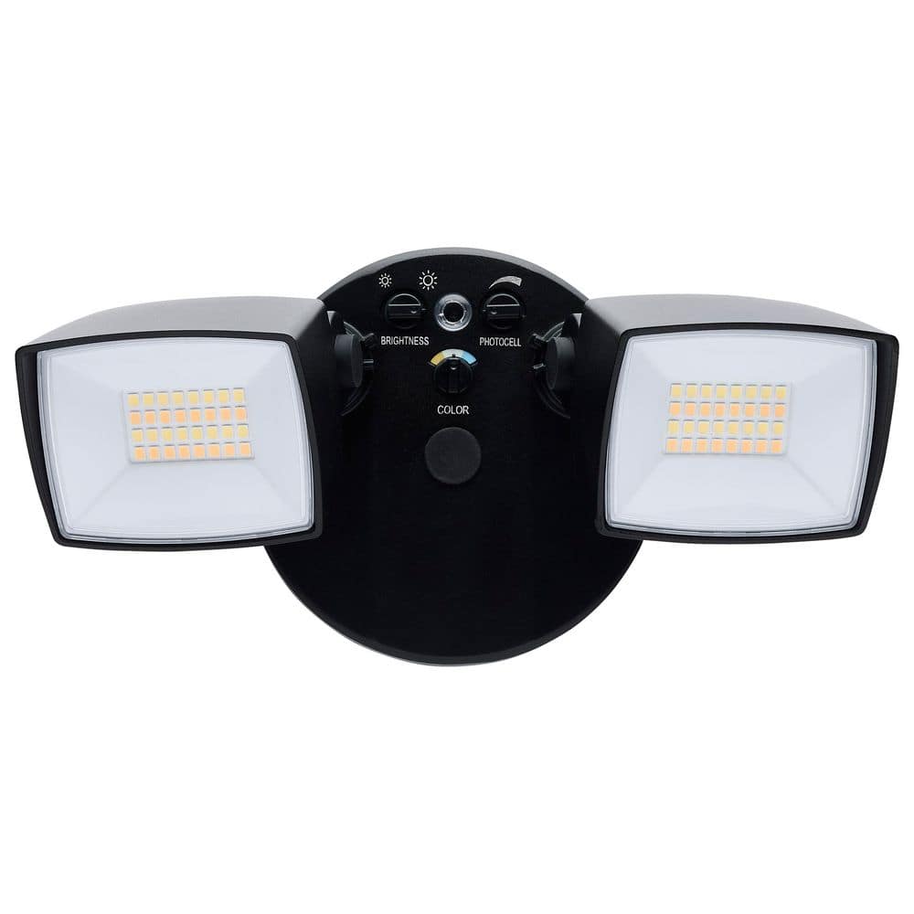 Black Dual Head LED Security Flood Light with Adjustable Brightness