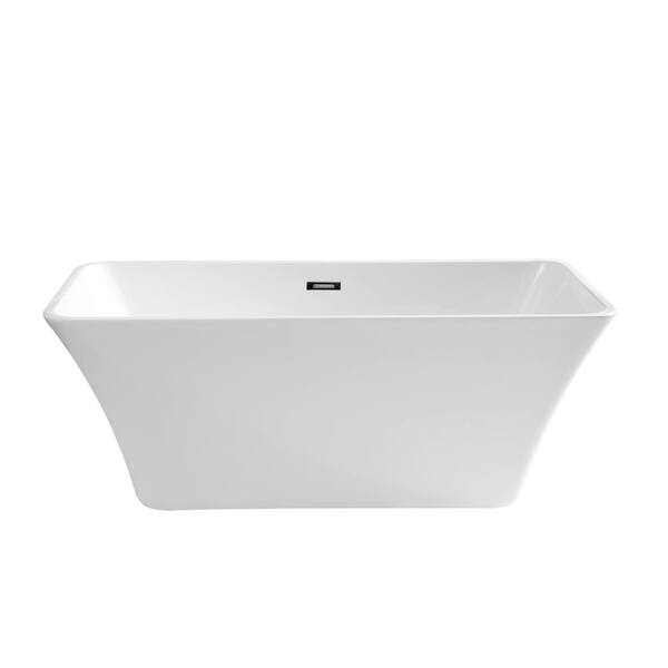 Stivier 67 in. Acrylic Flatbottom Non-Whirlpool Freestanding Soaking Bathtub in Glossy White