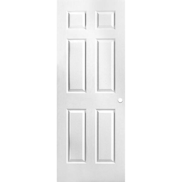 Masonite 30 In X 80 In Textured 6 Panel Hollow Core Primed Composite Interior Door Slab With Bore 61094 The Home Depot