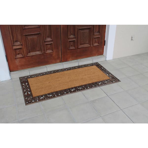 A1HC Natural Coir Monogrammed Picture Frame Door Mat for Front Door,  Anti-shed Treated Durable Doormat for Outdoor Entrance, 24x39 