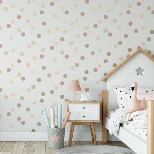 Dotty Polka Pink and Gold Wallpaper