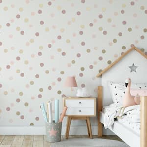 Dotty Polka Pink/Gold Wallpaper Sample