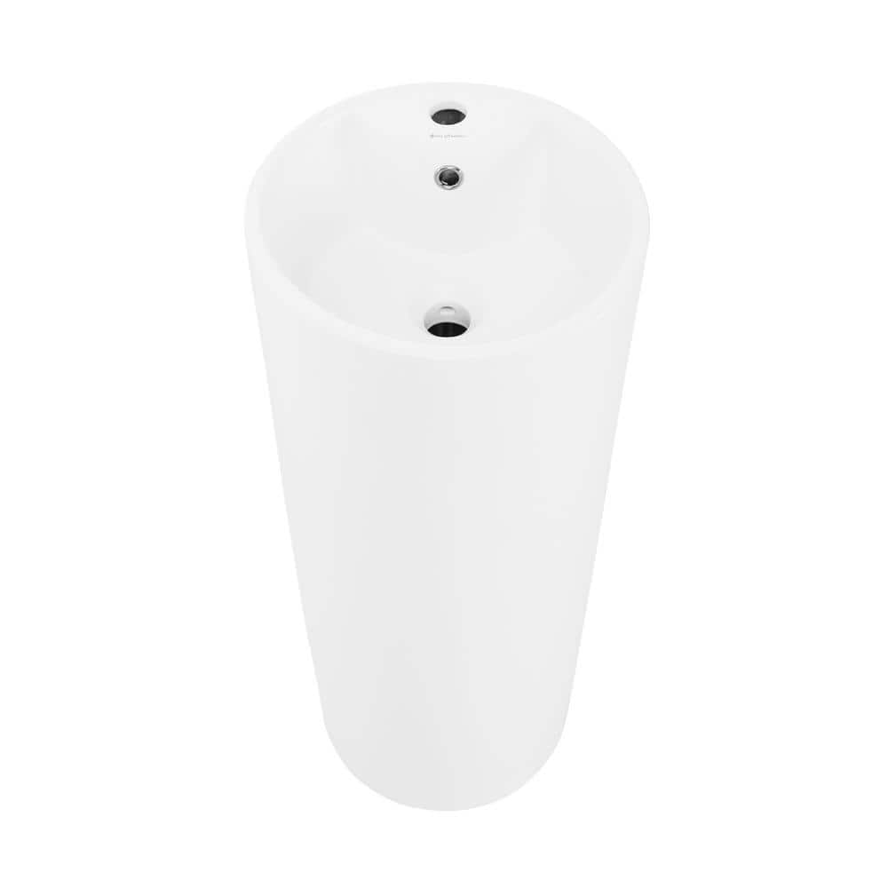 Monaco 33" Matte White Ceramic Pedestal Bathroom Sink