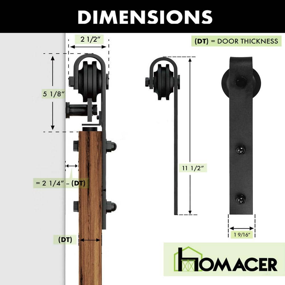 120-Inch Rustic Black Double Barn Door Hardware Kit