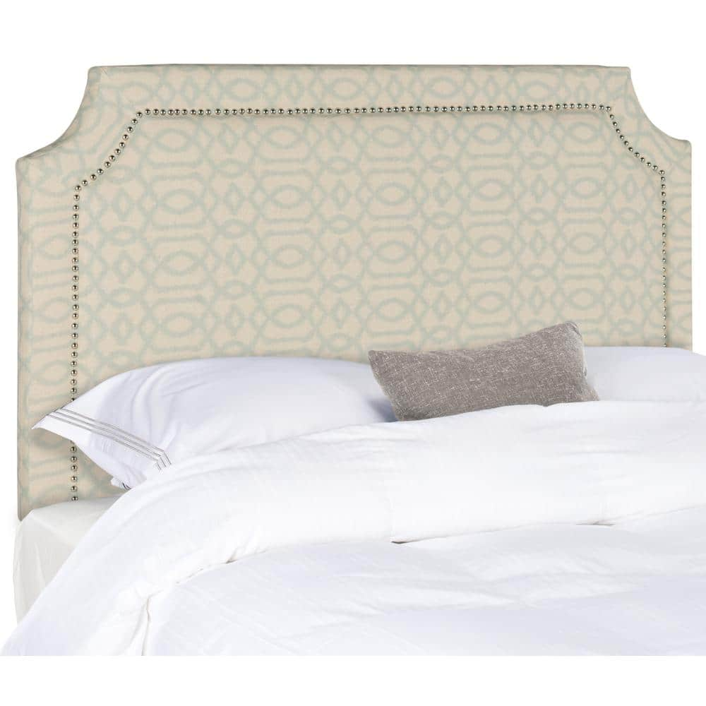 SAFAVIEH Shayne Off-White/Blue Queen Upholstered Headboard MCR4622M ...