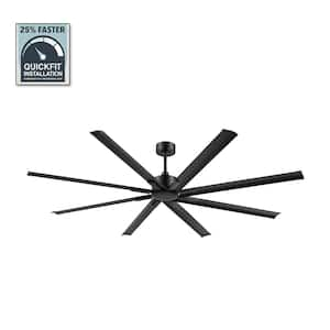 84 in. Indoor Matte Black Downrod and Angled Mount 6-Speeds Industrial Large Ceiling Fan with Remote Control DC Motor