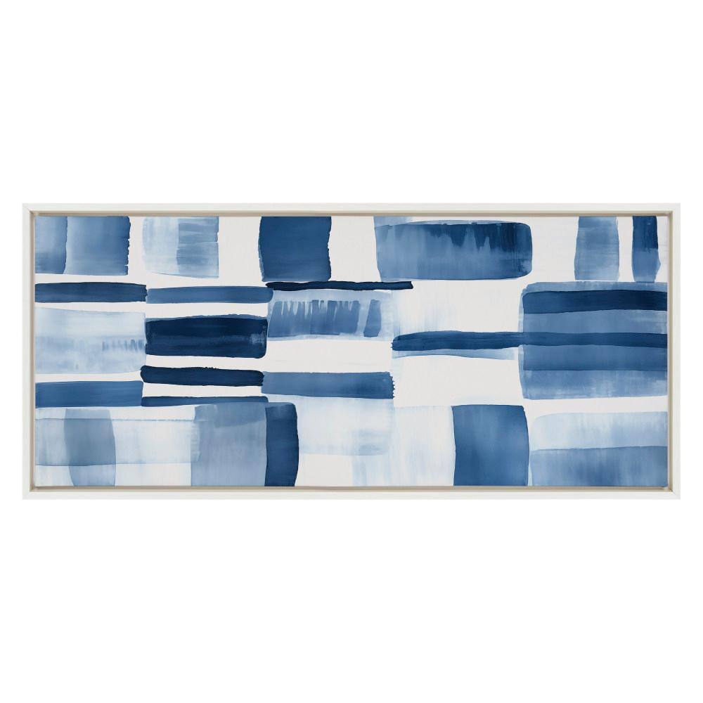 Sylvie Coastal Blue and White Abstract Canvas Art