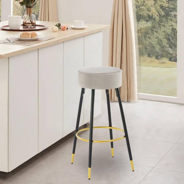 GOJANE 30.31 in. Pink Backless Metal Counter Height Bar Stools