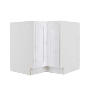 Lancaster White Plywood Shaker Stock Assembled Base Lazy Susan Kitchen Cabinet 33 in. W x 34.5 in. H x 24 in. D