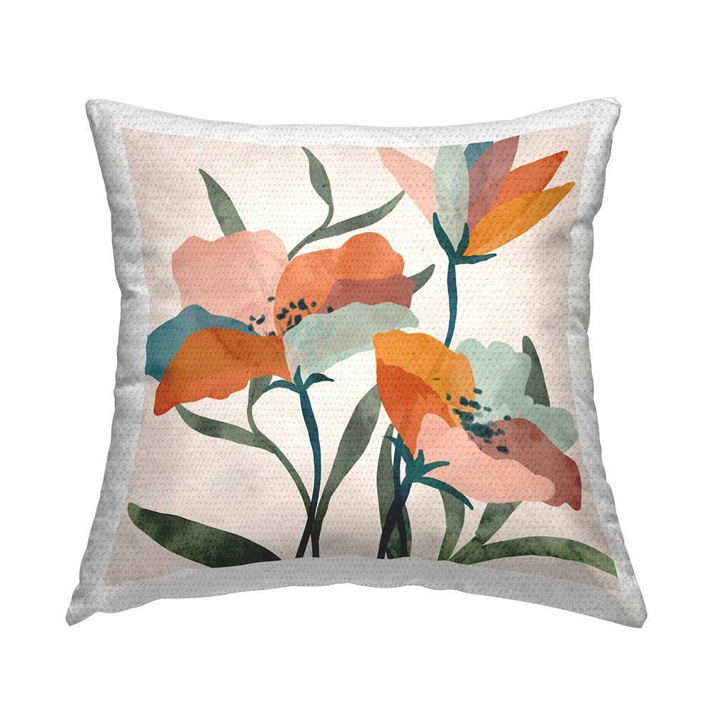 Modern Orange Pink Flower Petals Blossoms Multi-Color Square Outdoor Throw Pillow price history on PriceWatchPro