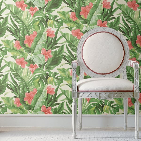 PFS4815  Sand Tropical Oasis Peel and Stick Wallpaper  by PrintFresh x  NuWallpaper