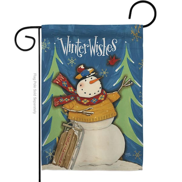 13 in. x 18.5 in. Winter Wishes Snowman Wonderland Garden Flag Double-Sided Decorative Vertical Flags