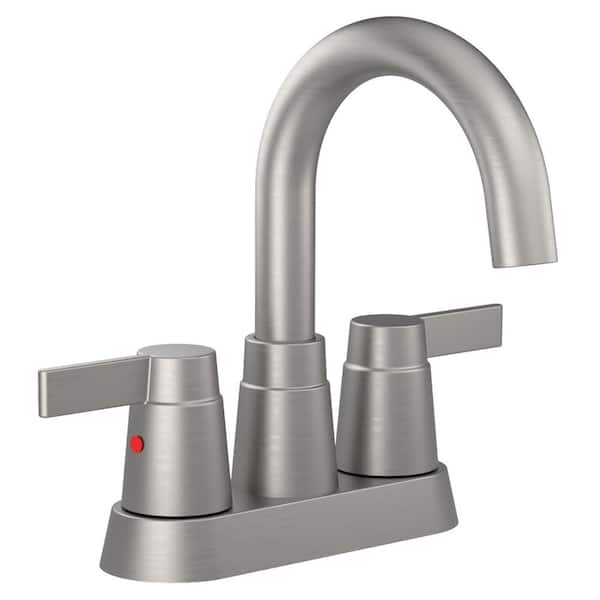Flynama 4 in. Centerset Double Handle High Arc Bathroom Faucet with 360 Degree Swivel Spout in Brushed Nickel