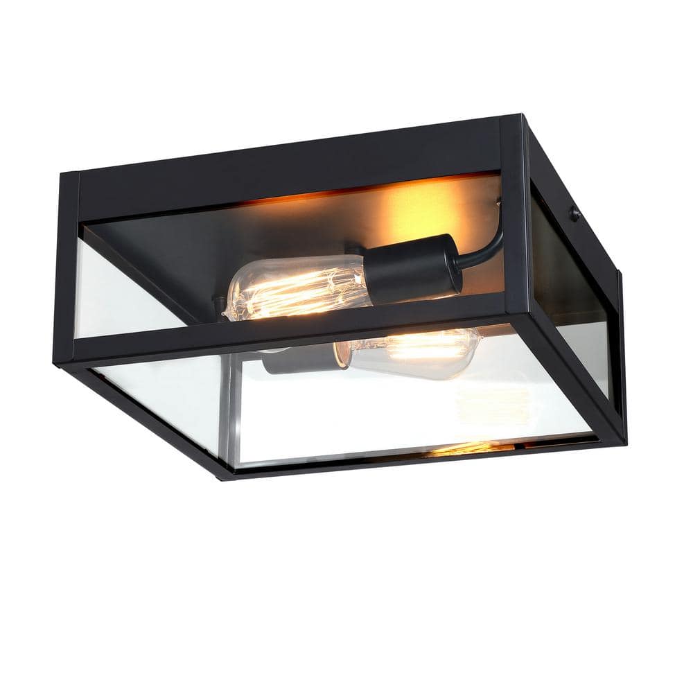 TIC 12 in. W 2-Light Flush Mount With Matte Black finish price history on PriceWatchPro