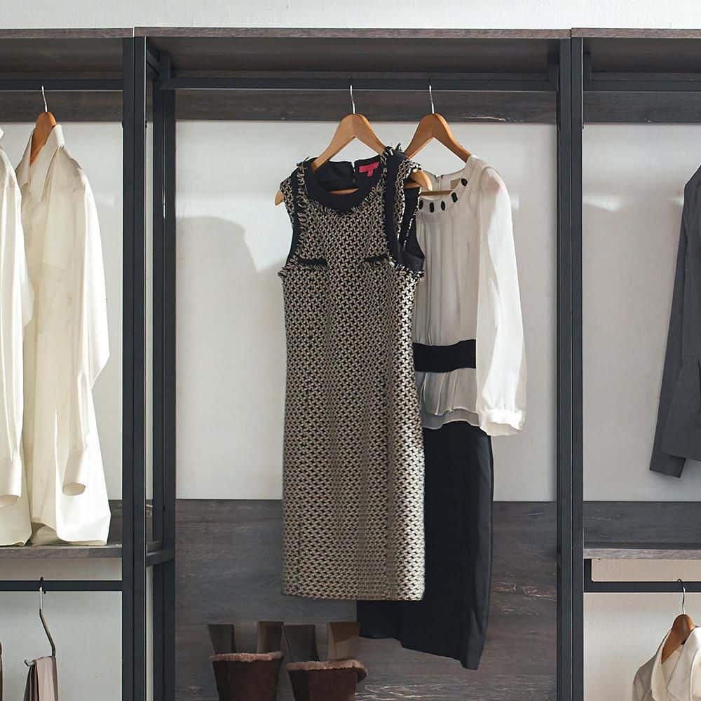 Monica Rustic Gray Wood Walk-In Closet System with Drawer