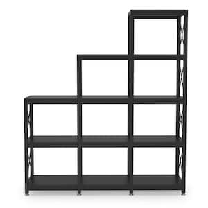 51.57 in. Black Particle Board 12-Shelf Etagere Bookcase Display Shelf Storage Organizer