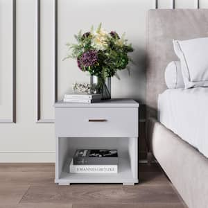 Novara Single Drawer Easy-Glide Classic White Nightstand