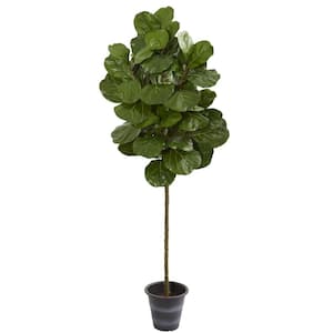 Indoor 6.5-Ft. Fiddle Leaf Artificial Tree With Decorative Planter