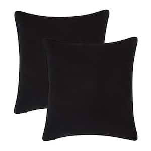A1HC Black Velvet Decorative Pillow Cover (Pack of 2) 24 in. x 24 in. Hidden YKK Zipper, Throw Pillow Covers Only