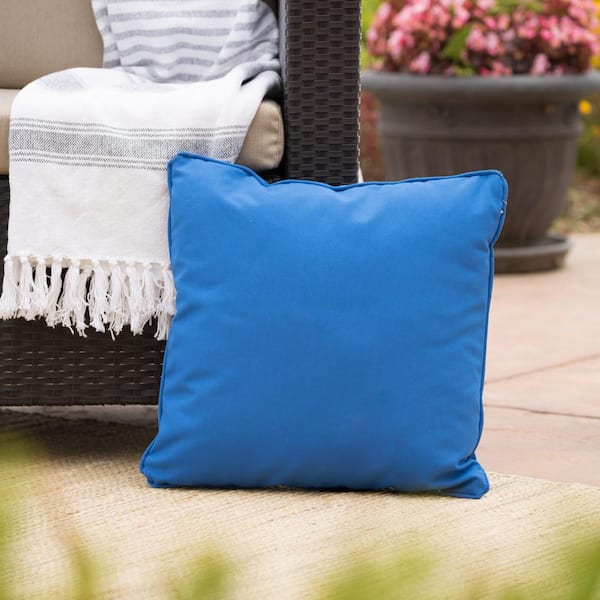 Otryad 18 x 18 inch Blue Square Outdoor Throw Pillow, Waterproof Decorative Pillow for Patio Furniture