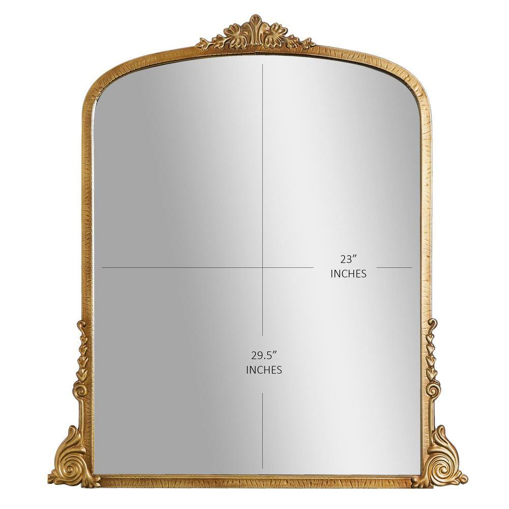 Antique Gold Ornate Metal Framed Arched Mirror 29" x 33"