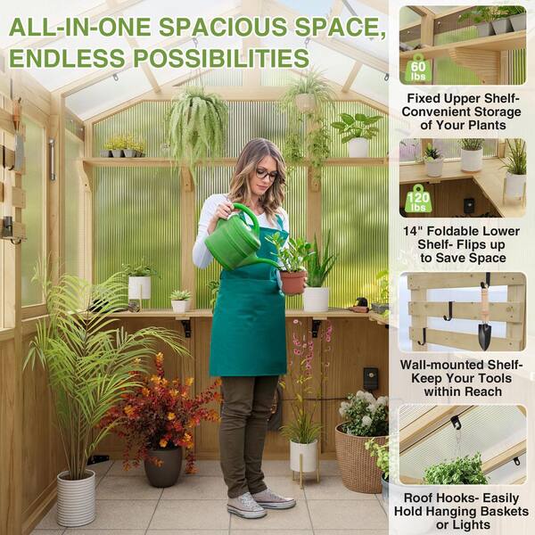COOS BAY 6.7 ft. W x 9.7 ft. D x 7.7 ft. H Wooden Greenhouse Walk