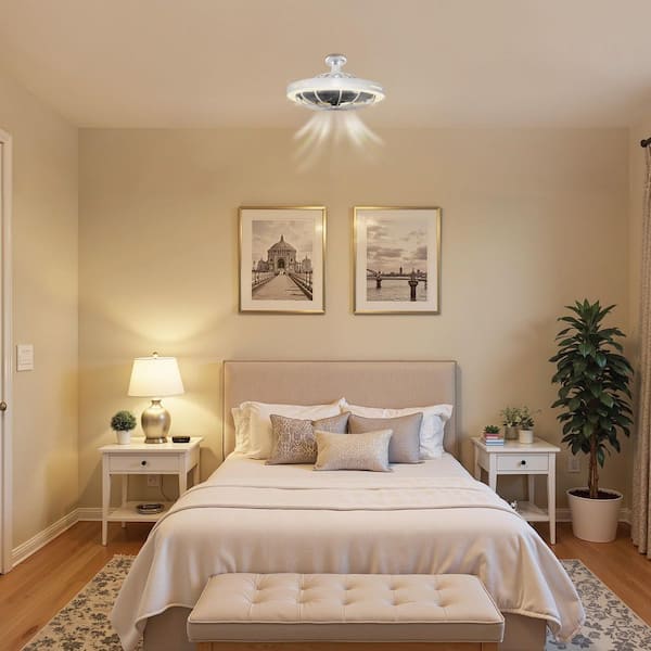 6 in 5-Blades White Standard Flush Mount Integrated LED Ceiling Fan with Remote Control, Adjustable Color and Timer