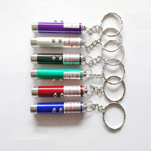 Mini Cat Toys Laser Pointer Pen Keychain Flashlight Funny Pet Screen Lamp LED Infrared Button Electronics 6 Color Pack