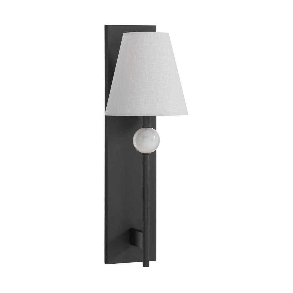 Matte Black and White Fabric Shade Wall Sconce