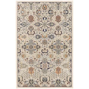 Allur Beige 6 ft. x 9 ft. Abstract Medallion Transitional Area Rug