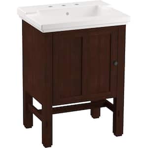 Tresham 24 in. W x 18 in. D x 33 in. H Single Sink Freestanding Bath Vanity in Woodland with White Quartz Top