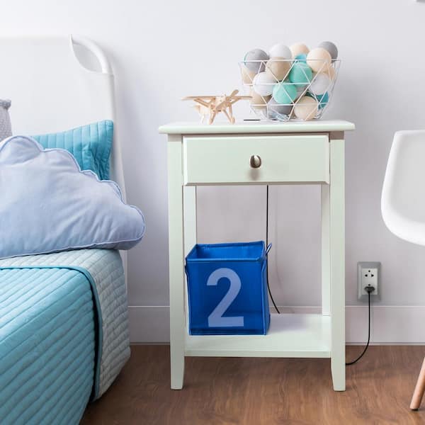 Casual Home Night Owl 1-Drawer White New Nightstand with USB Port