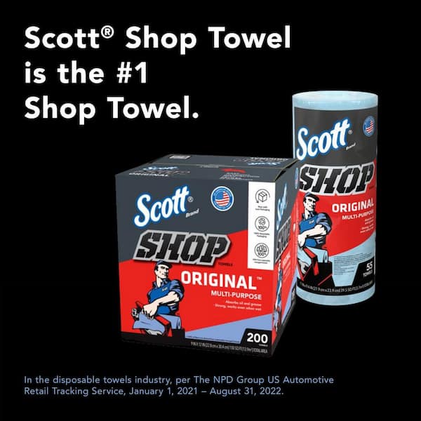 Scott Multi Purpose Shop Cleaning Towels 10 Rolls Disposable Wipes