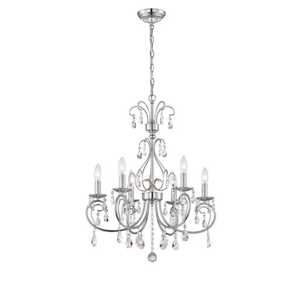 World Imports Kothari 6-Light Chrome Chandelier with Hanging Crystals