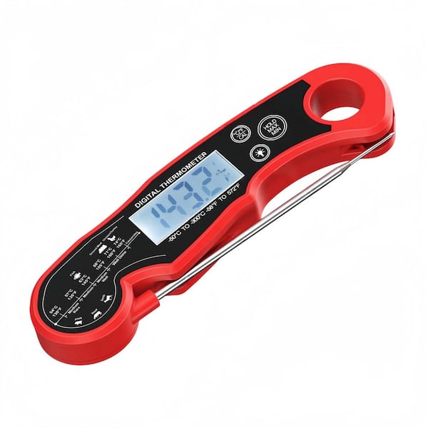 Digital Meat Thermometer with Waterproof, Ultra-Fast Instant Read for Grilling, Cooking, Kitchen, Deep Fry and BBQ, Red