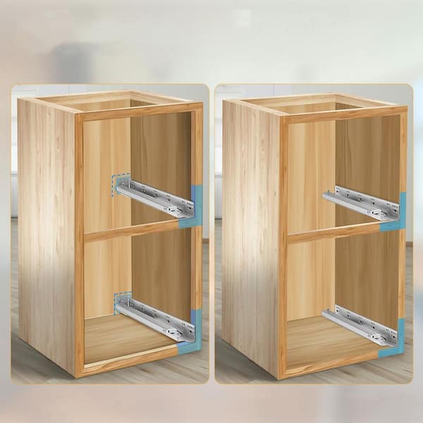 1 Pair 9 in. Silver Soft Close Bottom Mount Drawer Slides with Rear mounting Bracket Locking Devices Screws
