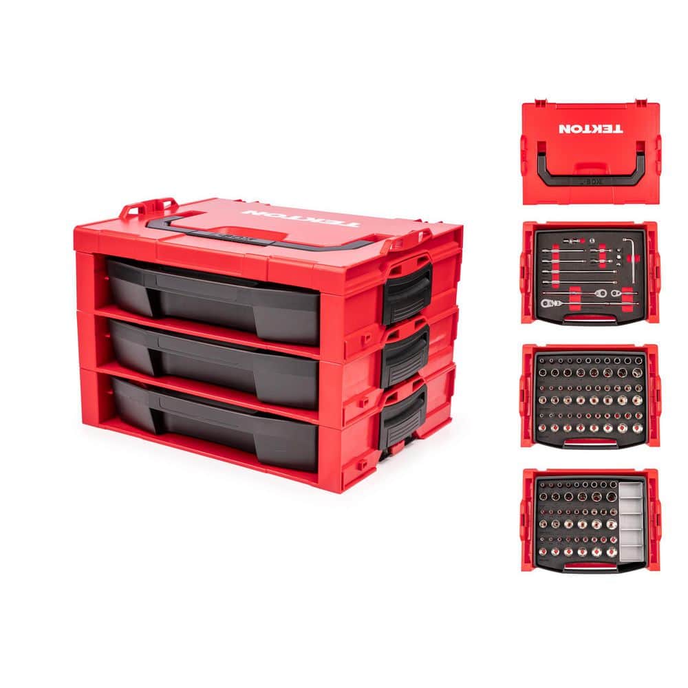 Tekton 3/8 in. Drive Shallow, Semi-Deep, and Deep 6-Point Socket and Ratchet Set, 117-Piece (1/4 - 1 in., 6 - 24 mm)
