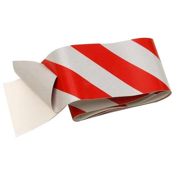 HY-KO 2 in. x 2 ft. Red and Silver Striped Reflective Safety Tape