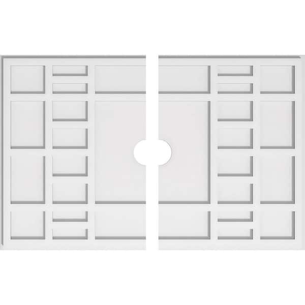 Ekena Millwork 34 in. W x 22-5/8 in. H x 3 in. ID x 1 in. P Beaux Architectural Grade PVC Contemporary Ceiling Medallion (2-Piece)