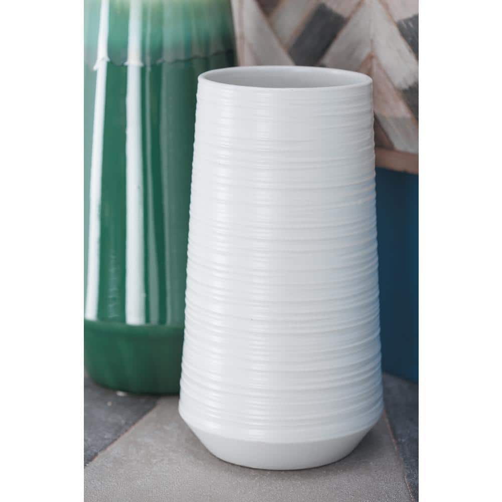White Porcelain Cylinder Table Vase 12"