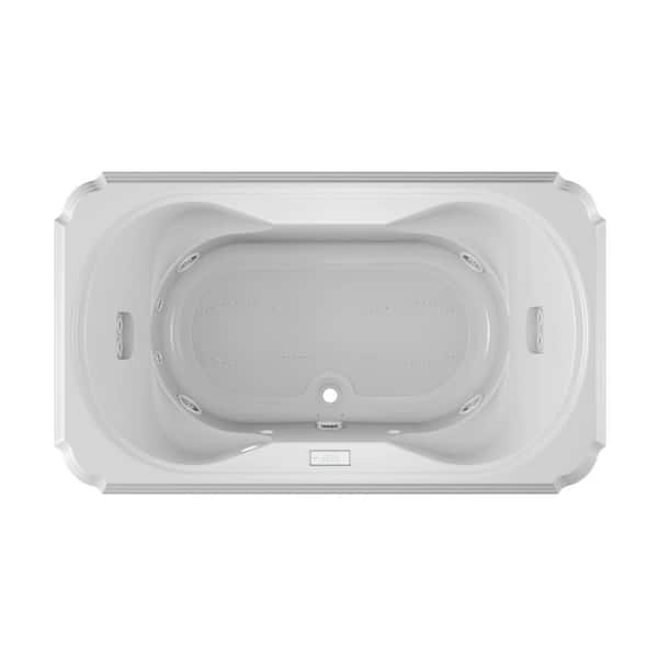 JACUZZI Marineo Salon Spa 72 in. x 42 in. Rectangular Combination Bathtub with Center Drain in White