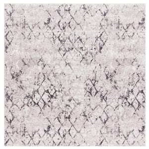 Amelia Gray/Light Gray Doormat 3 ft. x 3 ft. Abstract Diamond Square Area Rug