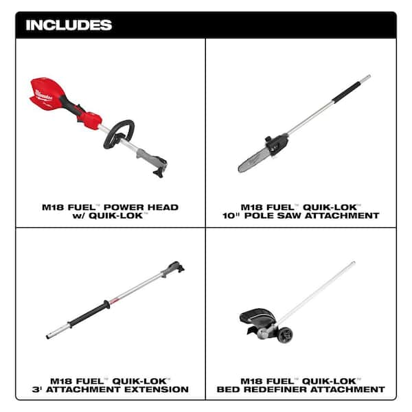 M18 FUEL 18V 10 in. Brushless Cordless Battery Powered QUIK-LOK Pole Saw w/ Bed Redefiner Attachment