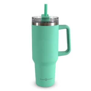 40 Oz. Green Double Wall Stainless Steel Tumbler with Handle