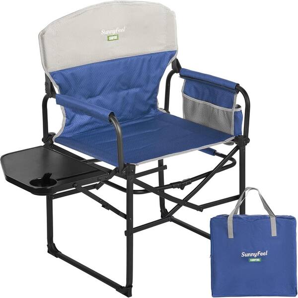 Primehome Camping Chair, Heavy Duty, Portable Folding Chair with Side Table, Pocket for Beach, Fishing, Trip, Picnic, Lawn