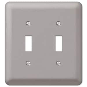 Declan 2 Gang Toggle Steel Wall Plate - Pewter