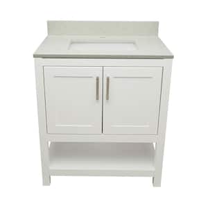 Taos 31 in. W x 22 in. D x 36 in. H Single Sink Bath Vanity in White with Galaxy white Quartz Top single hole