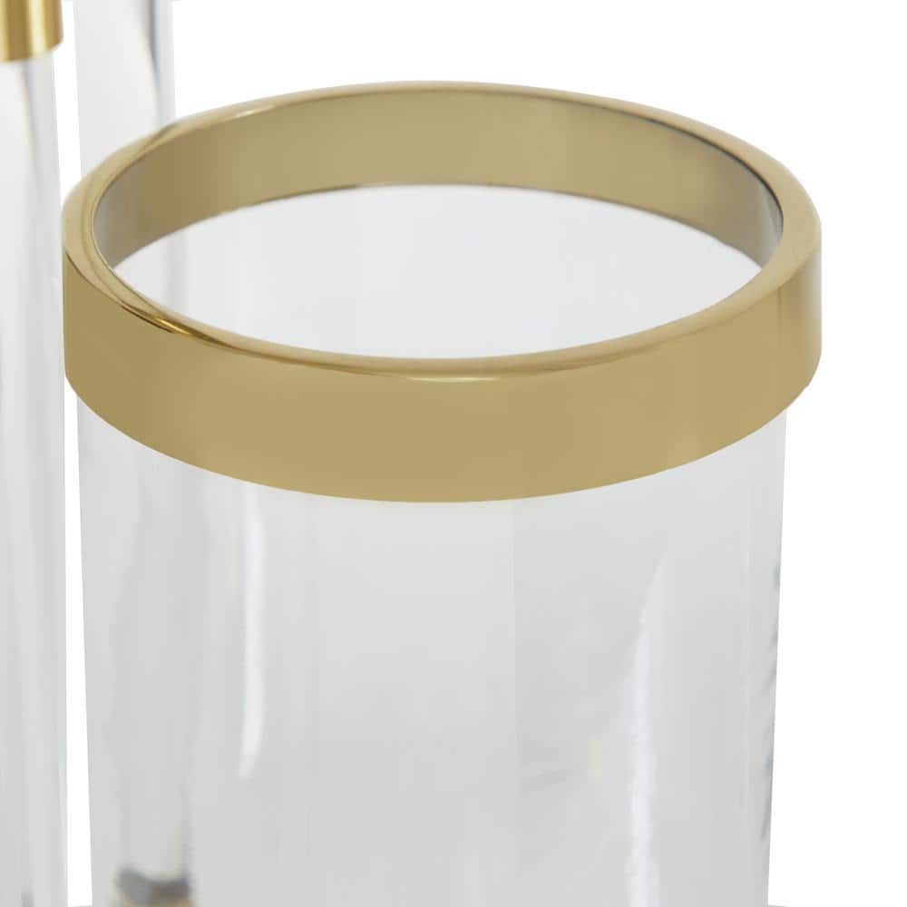 Gold and Clear Acrylic Hurricane Candle Lantern with Box Frame