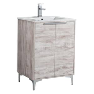 24 in. W x 18.5 in. D x 35.25 in. H Single sink Bath Vanity in White with Polished Chrome Hardware and Ceramic Sink top