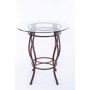 Beau 42 in. Bar Height Brown Pub/Bar Table with Glass Top